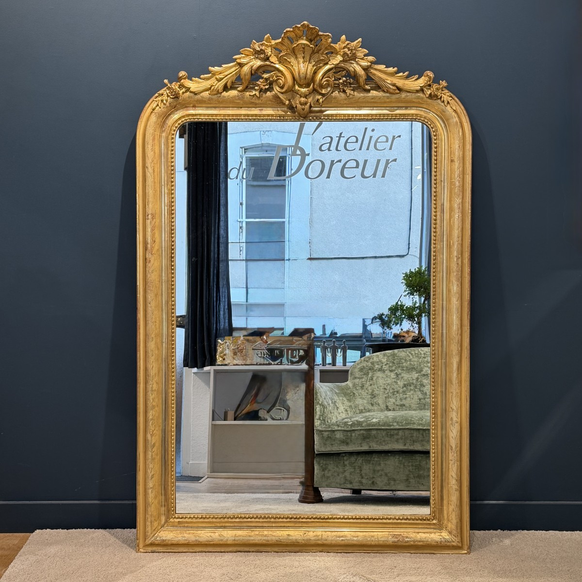 Miroir Louis Philippe à fronton Ref542/95X142