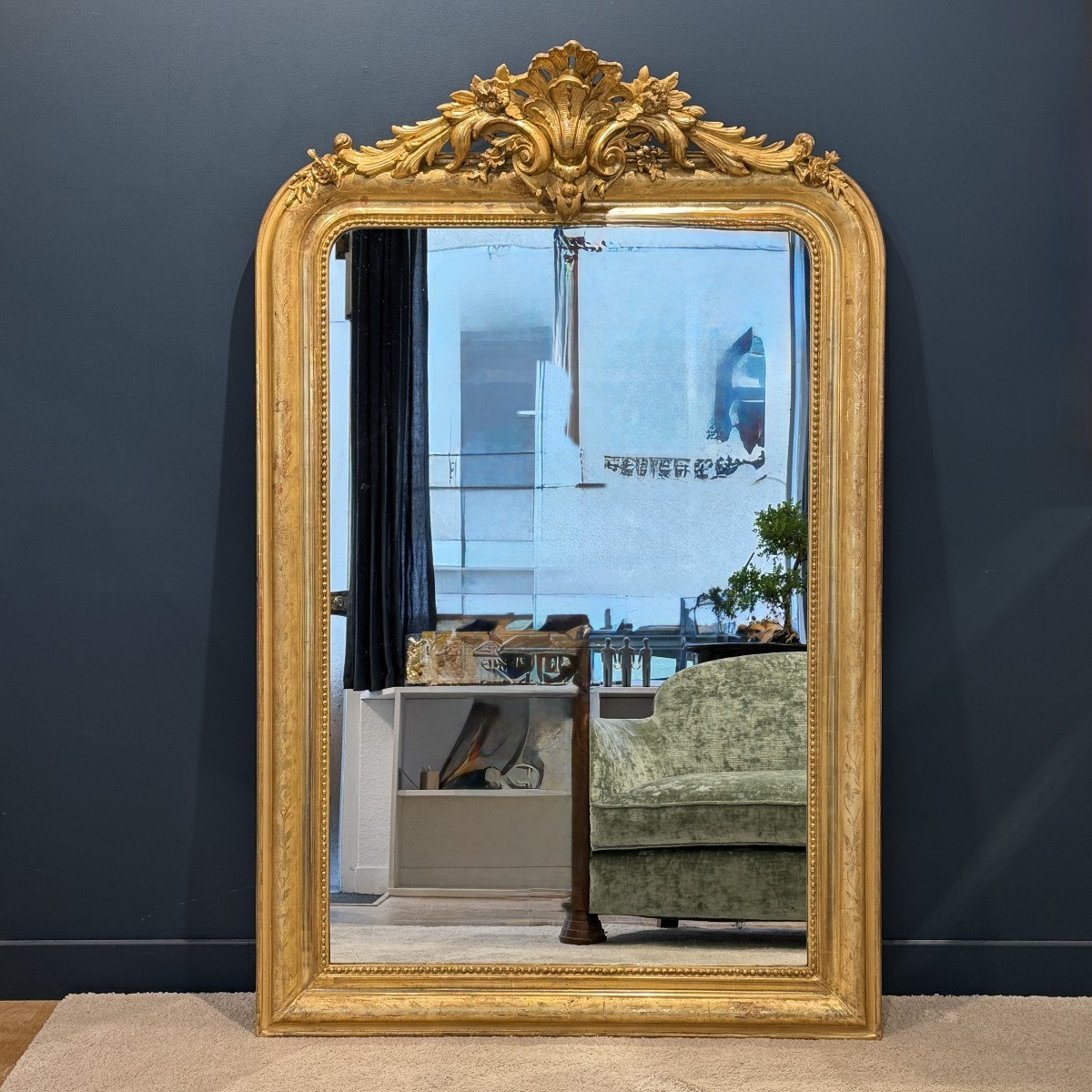 Miroir Louis Philippe à fronton Ref542/95X142
