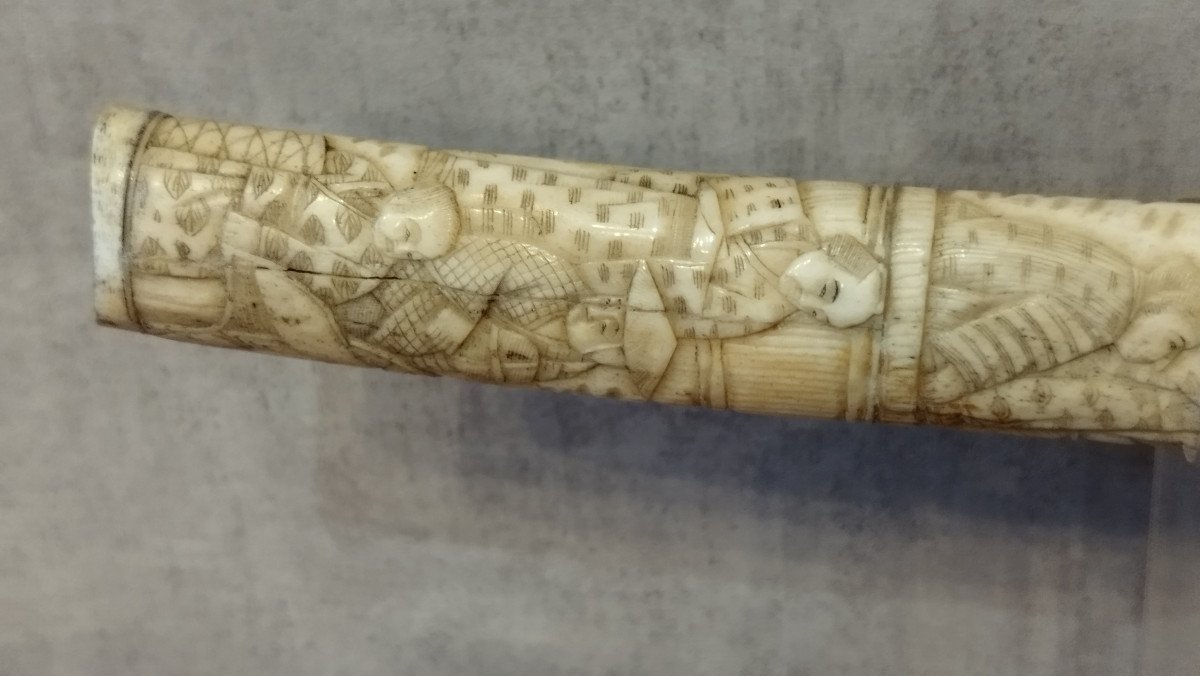 Very Fine Tachi Carved Bone Decoration From The Meiji Period (1868-1912)-photo-2