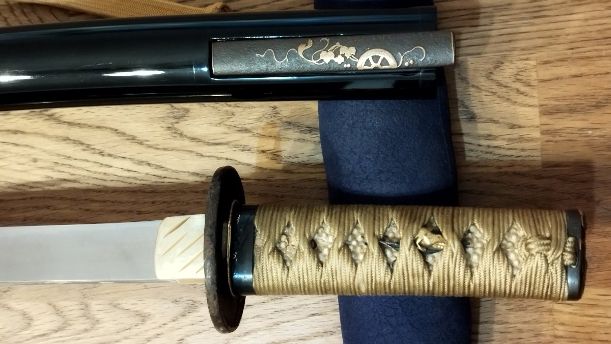 Tanto Uda Kunimune en Koshirae avec très rare signature de la lame avec inscriptions à l'or-photo-7