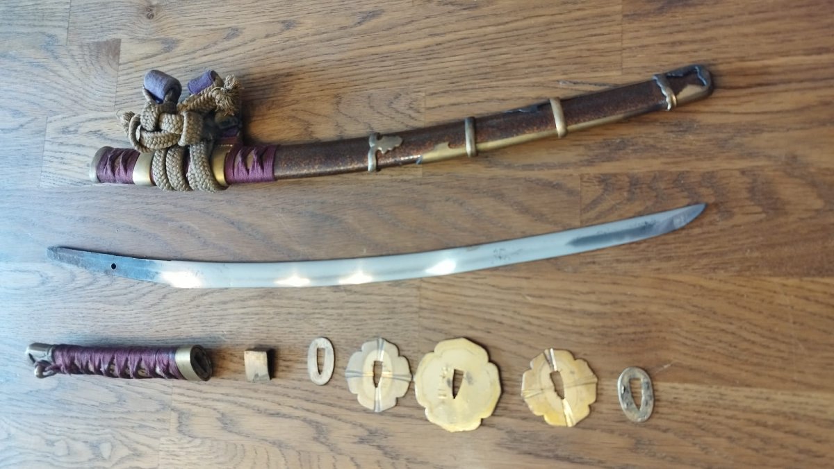 MINI SABRE JAPONAIS ITOMAKI-NO-TACHI DE CÉRÉMONIE DE LA FIN DE LA PÉRIODE EDO -photo-3