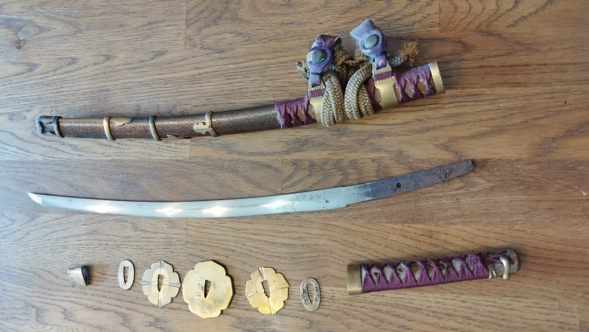 MINI SABRE JAPONAIS ITOMAKI-NO-TACHI DE CÉRÉMONIE DE LA FIN DE LA PÉRIODE EDO -photo-4