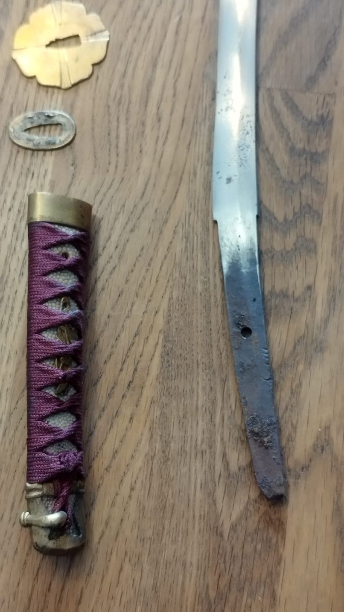 MINI SABRE JAPONAIS ITOMAKI-NO-TACHI DE CÉRÉMONIE DE LA FIN DE LA PÉRIODE EDO -photo-2