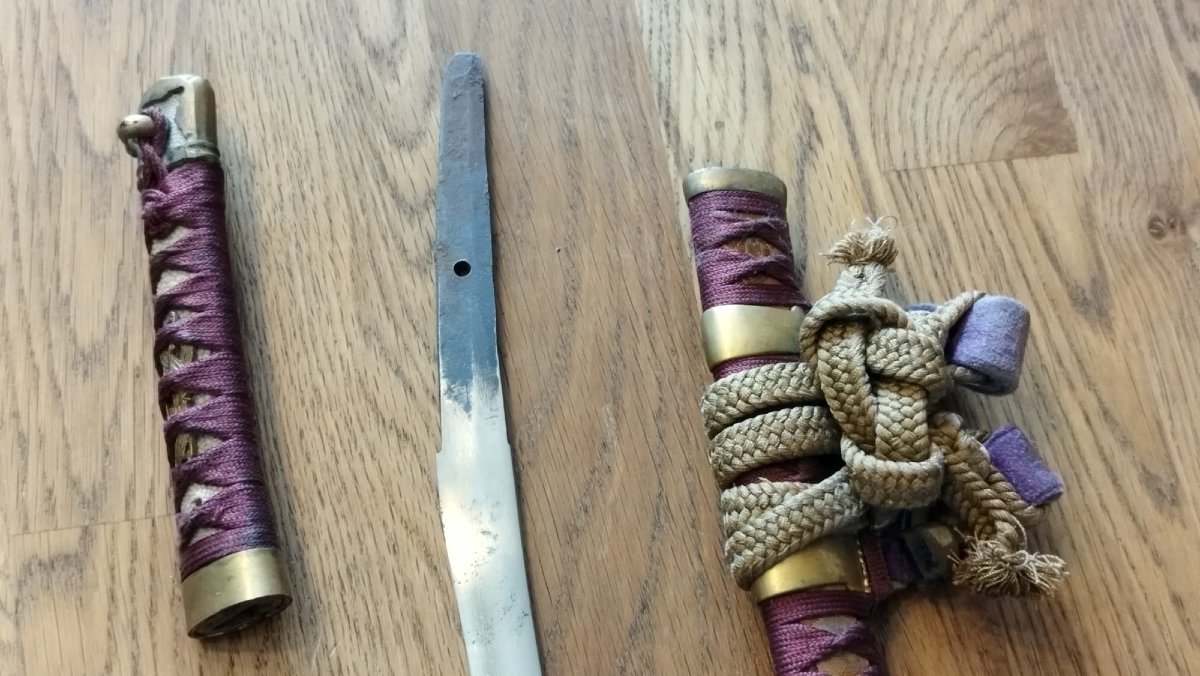 MINI SABRE JAPONAIS ITOMAKI-NO-TACHI DE CÉRÉMONIE DE LA FIN DE LA PÉRIODE EDO -photo-8