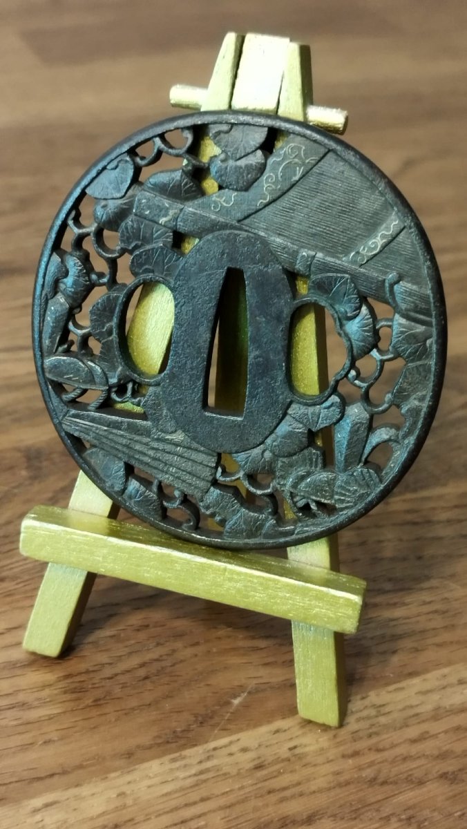 Tsuba de Haute Époque (Style Bushu Ito) – Mumei - Fer forgé avec incrustations d'or
