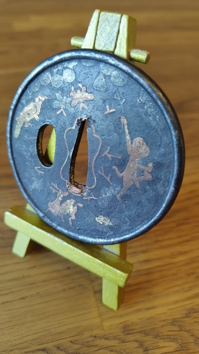 Antique Tsuba From The Shoami School / Nanban (hizen) Influence, Ritual And Mythological Motifs-photo-2