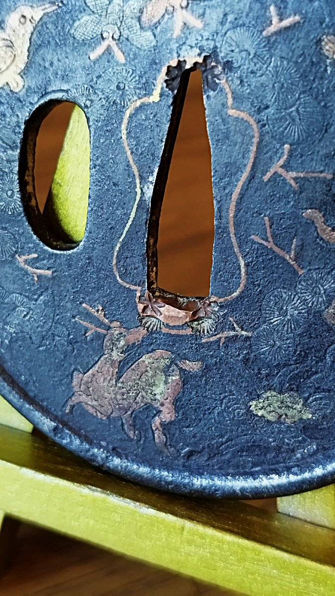 Antique Tsuba From The Shoami School / Nanban (hizen) Influence, Ritual And Mythological Motifs-photo-3