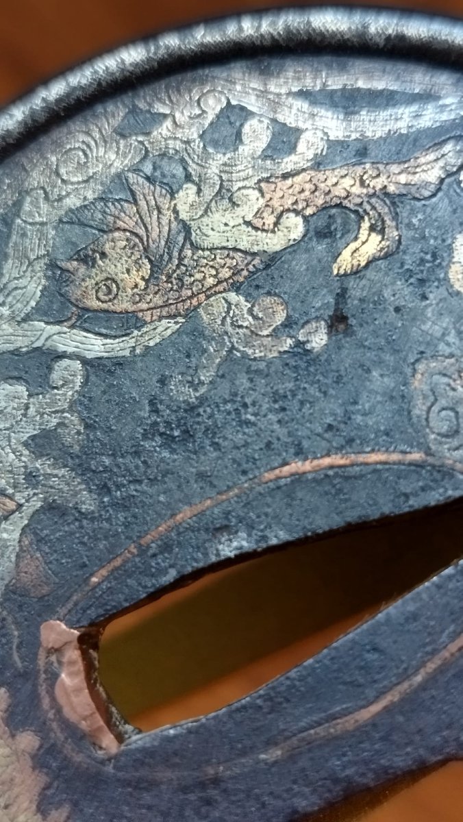 Antique Tsuba From The Shoami School / Nanban (hizen) Influence, Ritual And Mythological Motifs-photo-3