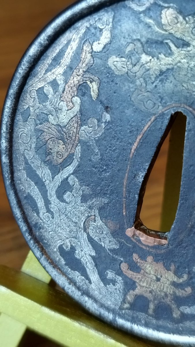 Antique Tsuba From The Shoami School / Nanban (hizen) Influence, Ritual And Mythological Motifs-photo-5