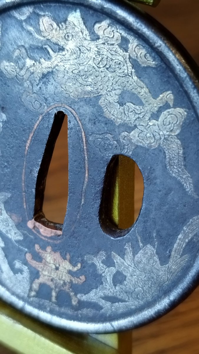Antique Tsuba From The Shoami School / Nanban (hizen) Influence, Ritual And Mythological Motifs-photo-6