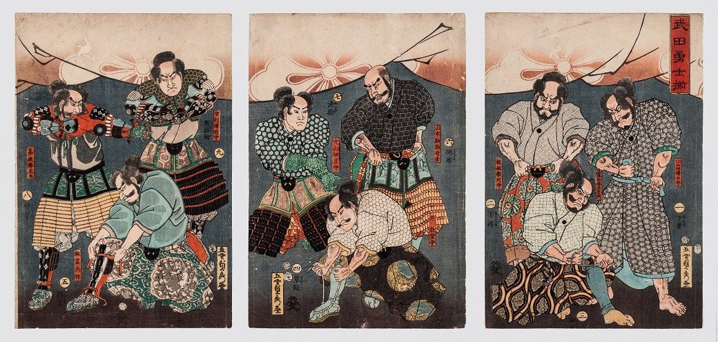 Japanese Print, Very Rare Triptych, By Utagawa Gountei Sadahide (1807-1879)