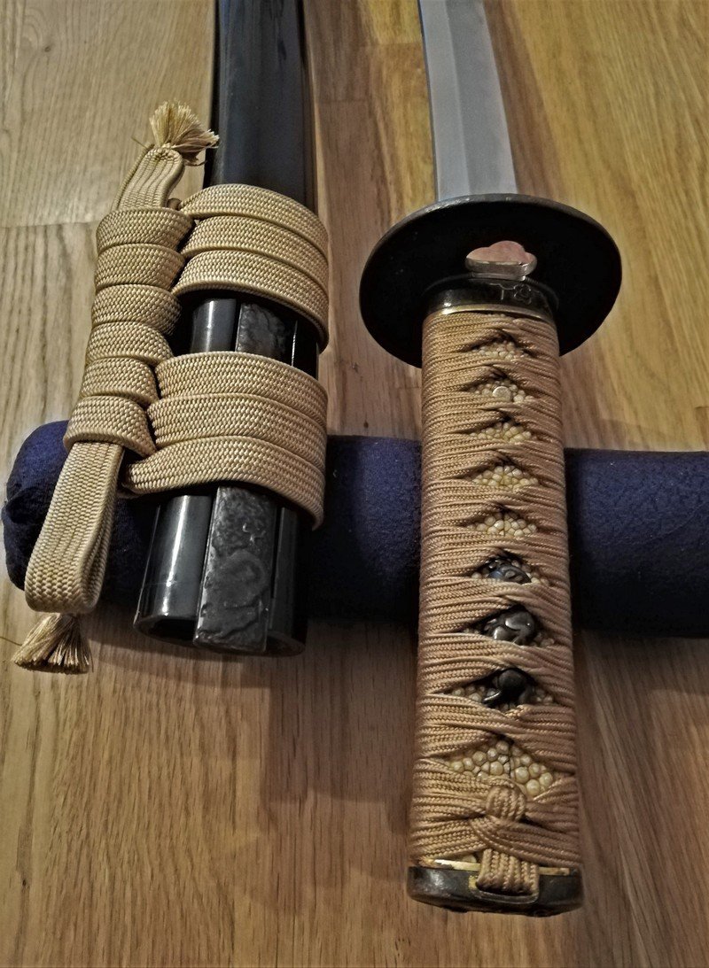 Très Rare Wakizashi Lame Shobuzukuri Koto Signée Osafune Sukemitsu -  Koshirae Dragon Peint -photo-3