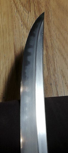 Very Rare Wakizashi Blade Shobuzukuri Koto Signed Osafune Sukemitsu - Koshirae Painted Dragon-photo-4