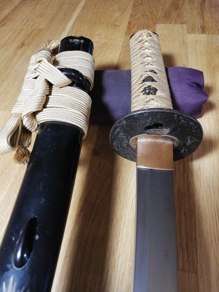 Très Rare Wakizashi Lame Shobuzukuri Koto Signée Osafune Sukemitsu -  Koshirae Dragon Peint -photo-6