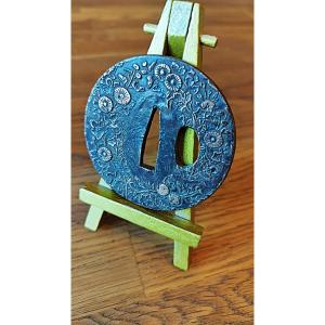 Tsuba Japonaise Traditionnelle en Cuivre Massif – Aki no Nanakusa (Fleurs d'Automne)