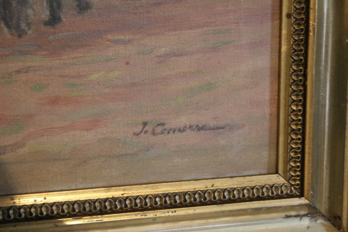 Huile Sur Toile " Scène De Labour"  J.  Comerre-photo-3