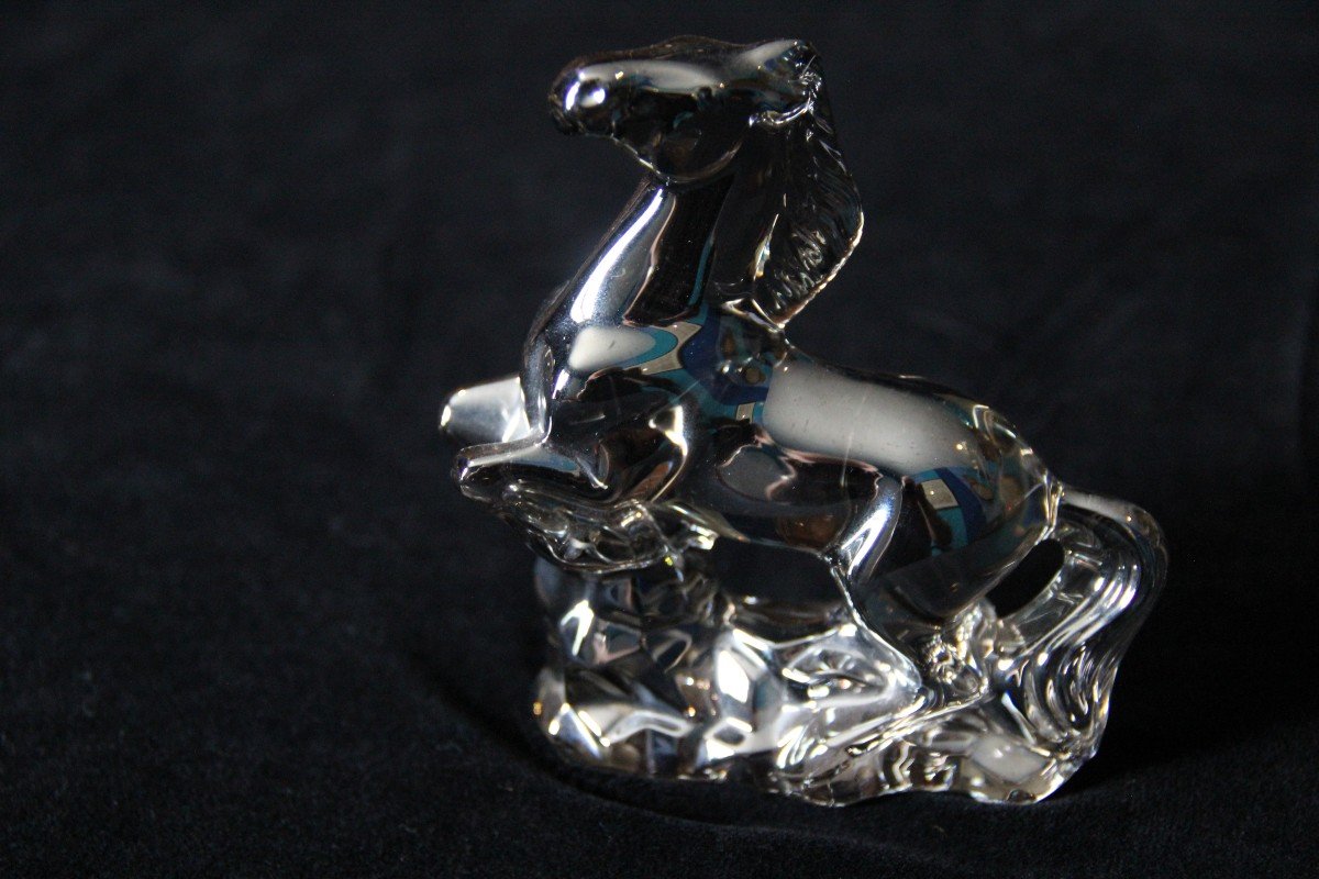 Cheval En Cristal Argenté De Baccarat