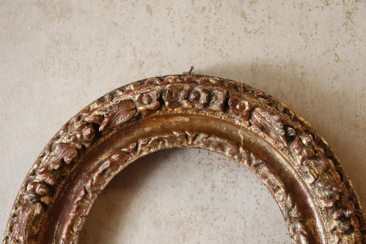  cadre médaillon Louis XV en bois sculpté 18 ème-photo-2