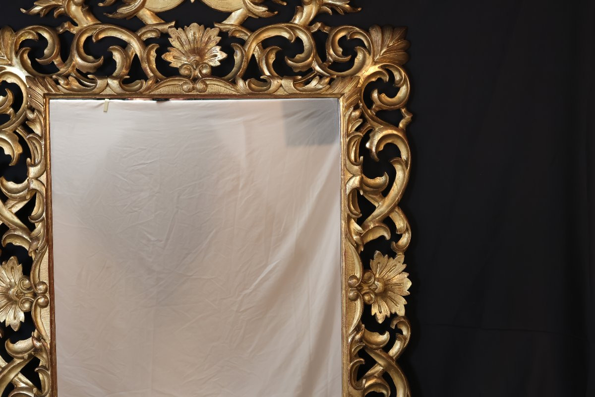 Miroir italien en bois doré XIXe-photo-4