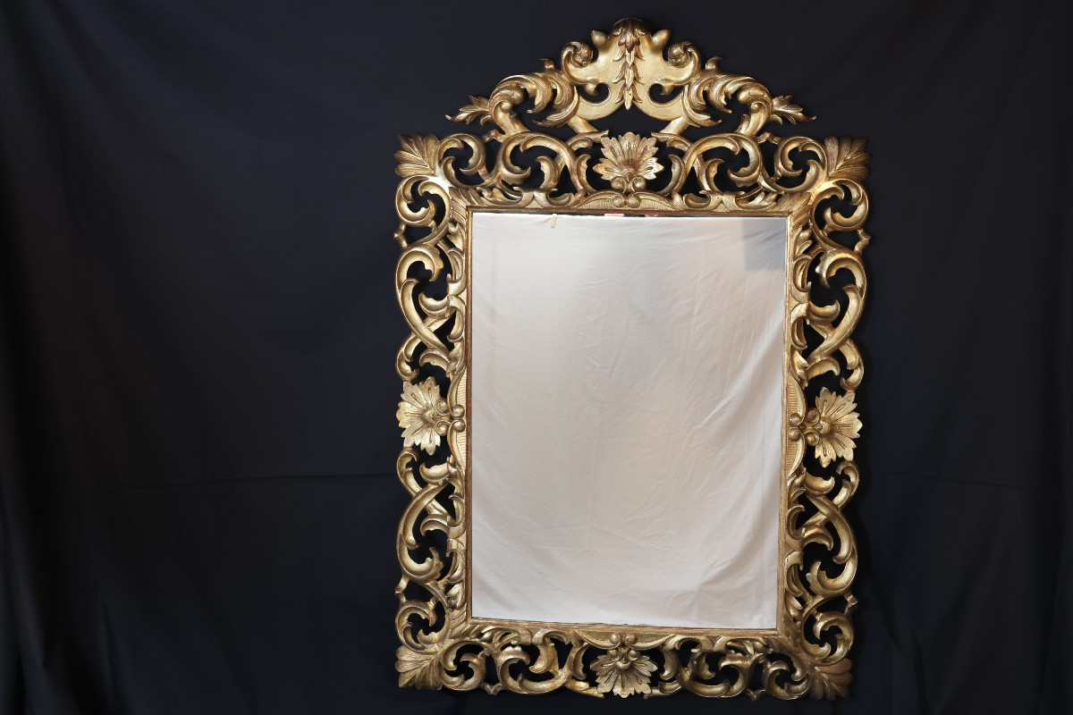 Miroir italien en bois doré XIXe
