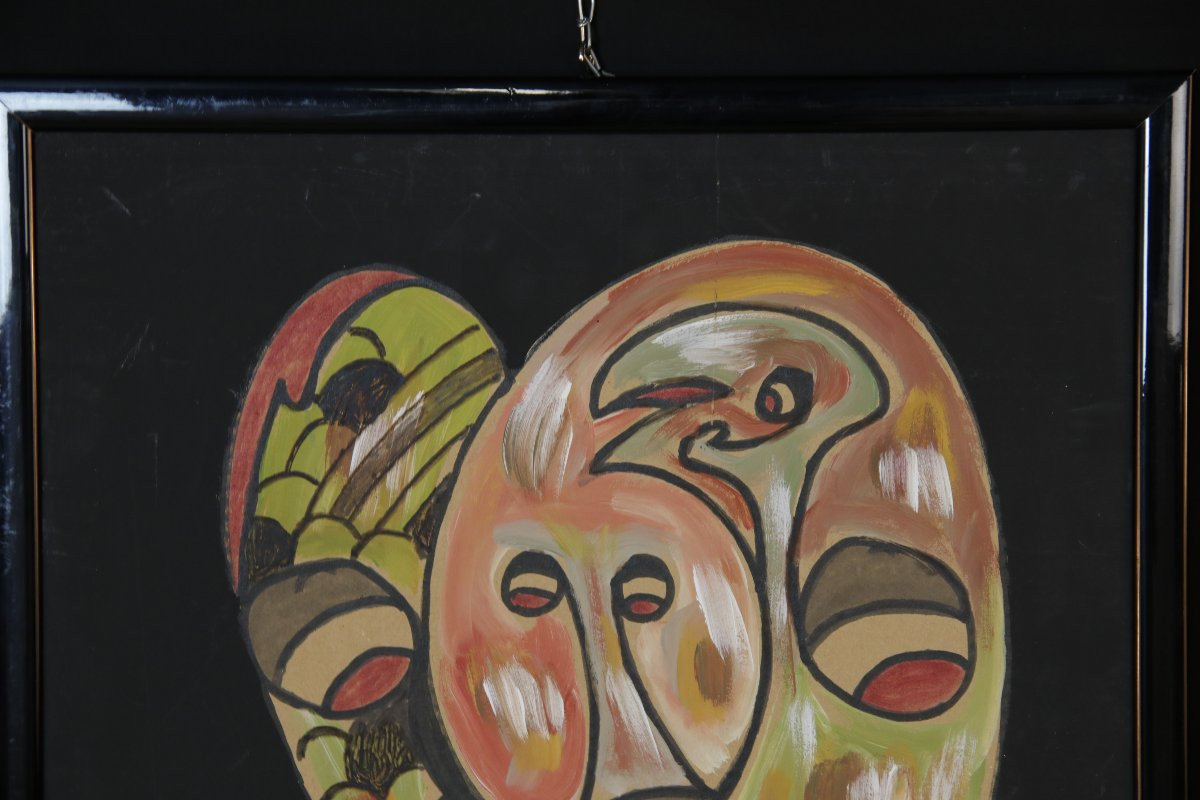 André  Labelle ,Acrylique sur carton  "Le Paysan Martien"-photo-2