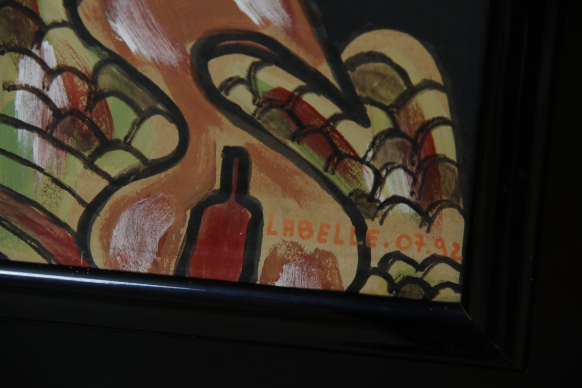 André  Labelle ,Acrylique sur carton  "Le Paysan Martien"-photo-1