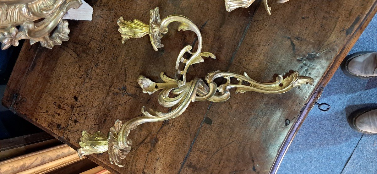 Pair Of Bronze Wall Lights 19th Century 42 X 28-photo-2