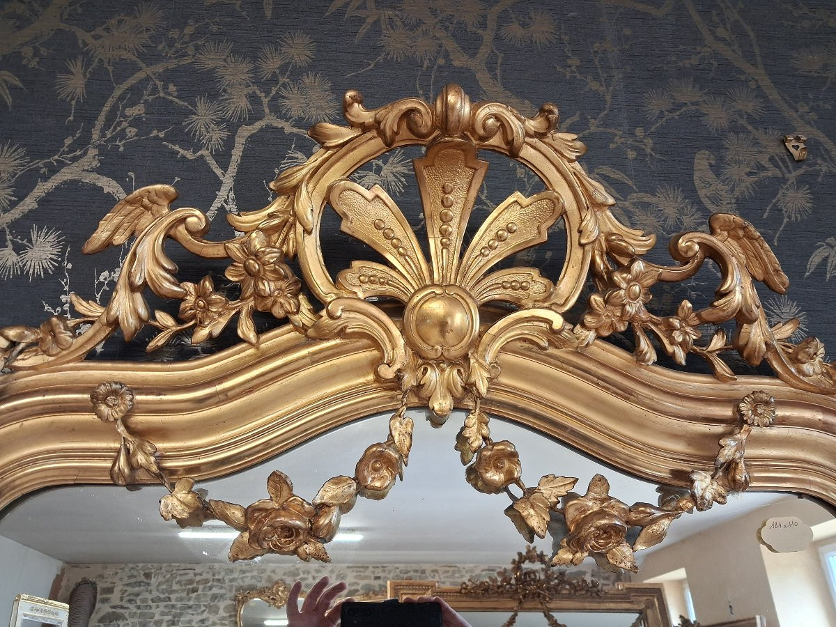 19th Century Mirror 181 X 110 Pediment/garlands -photo-4
