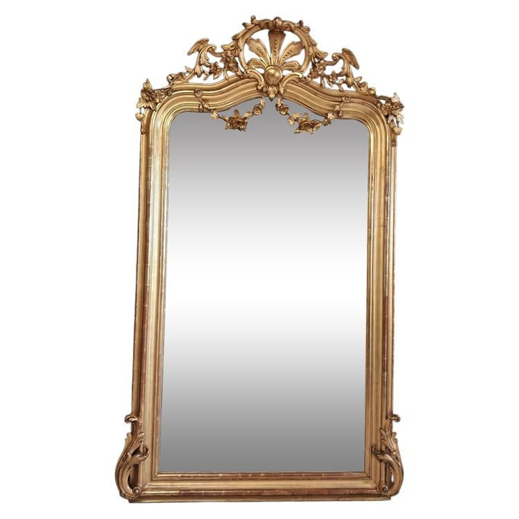 19th Century Mirror 181 X 110 Pediment/garlands 