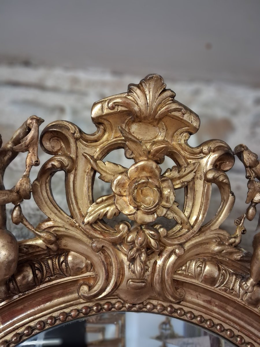 Miroir  XIX aux puttis   124 x 81-photo-7
