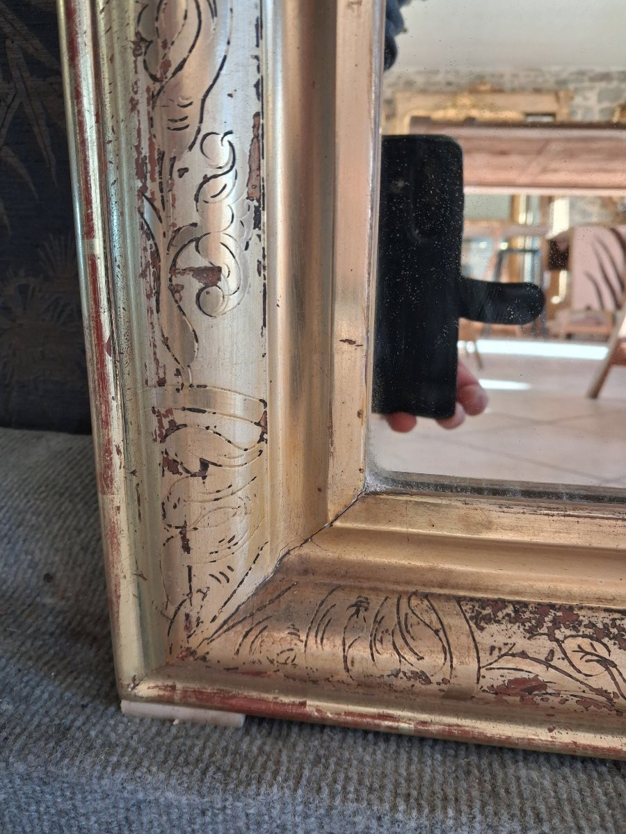 Miroir  louis Philippe feuille argent 96 x 66-photo-2