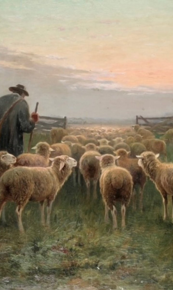 Maurice Rousseau, 19th Century, Shepherd And His Sheep-photo-3