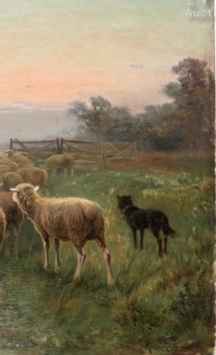 Maurice Rousseau, 19th Century, Shepherd And His Sheep-photo-4