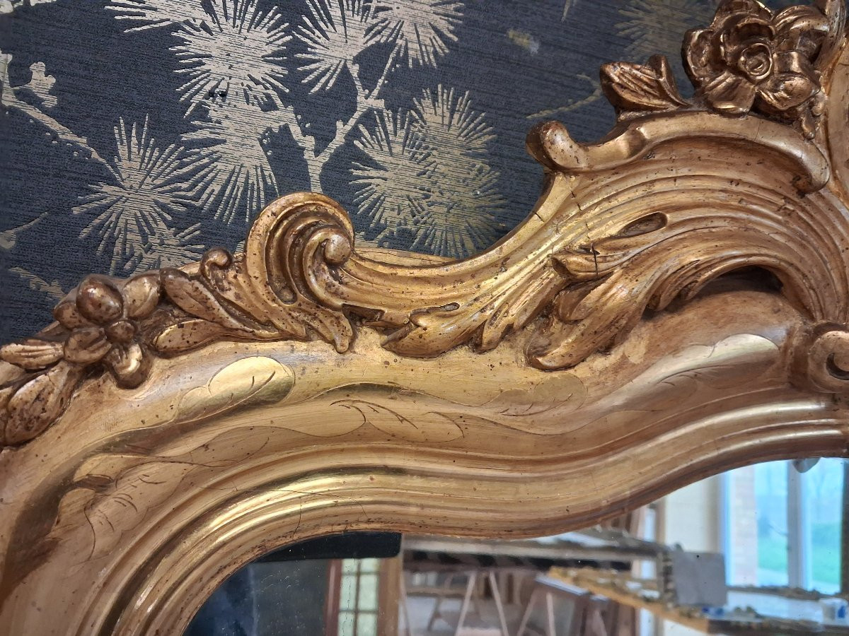 Louis Philippe Style Mirror With Pediment, 141 X 80 Cm-photo-2