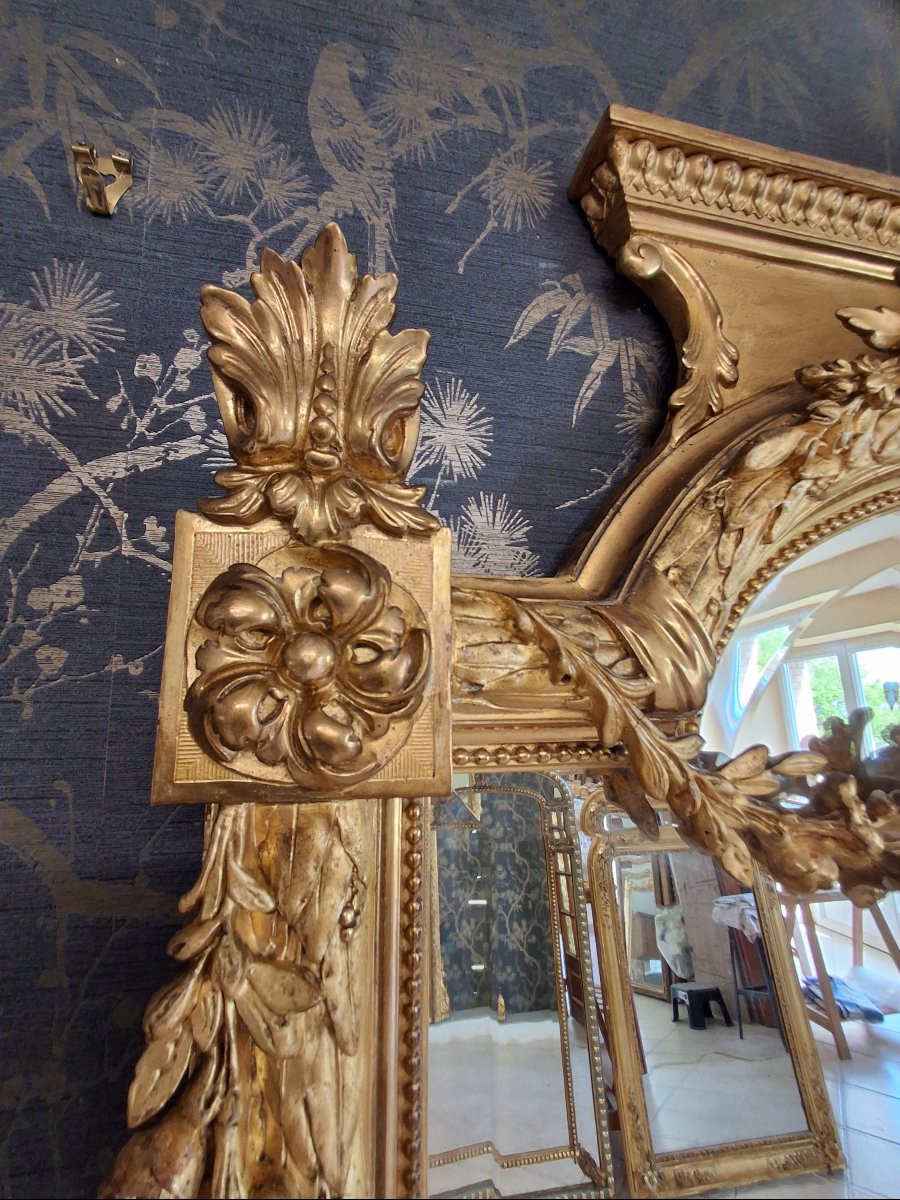 Miroir époque XIX A guirlandes  191 x 124-photo-2