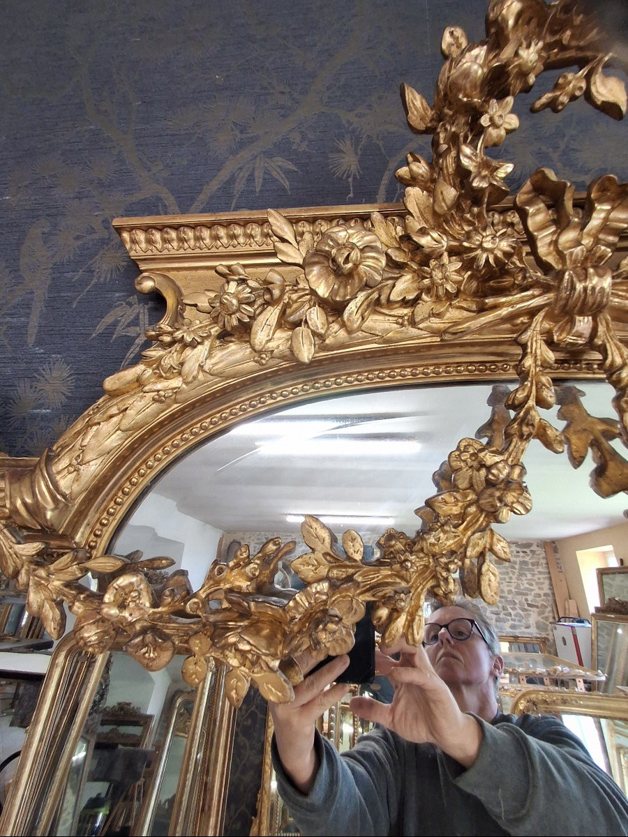 Miroir époque XIX A guirlandes  191 x 124-photo-3