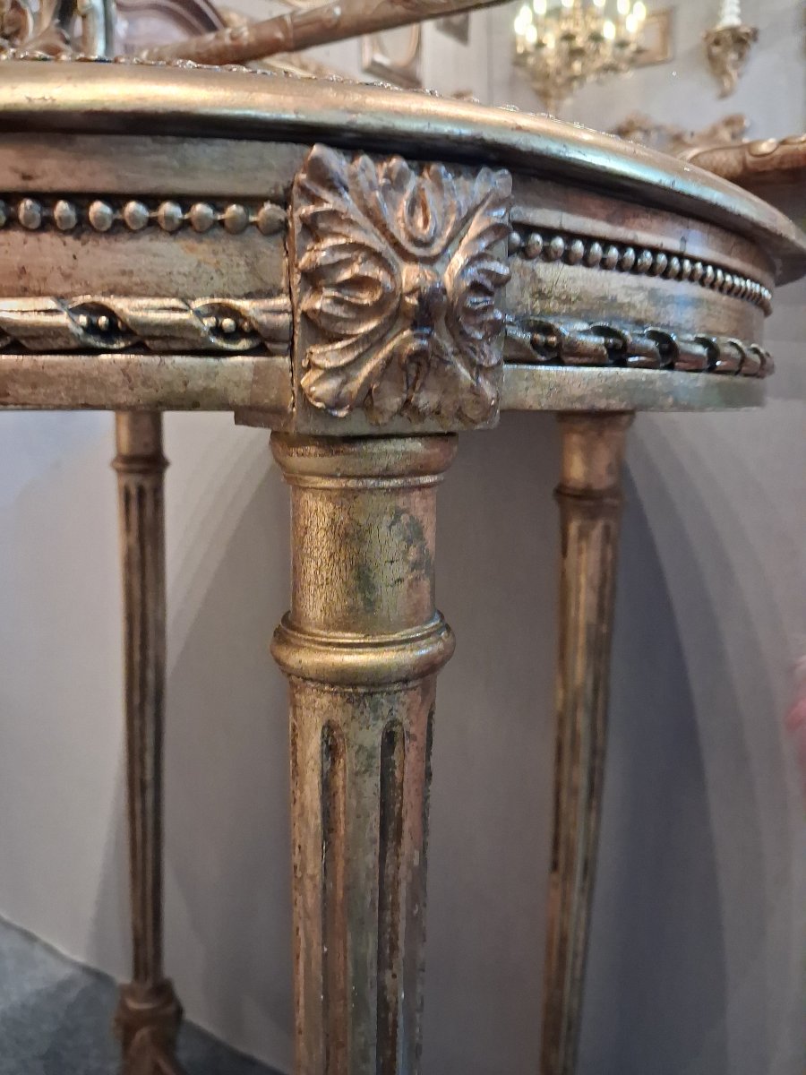 Guéridon époque XX  bois et stuc doré -photo-2