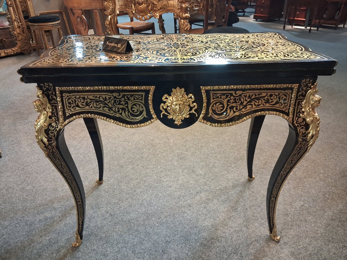 Napoleon III-era Game Table  Stamped "dielh" -photo-1