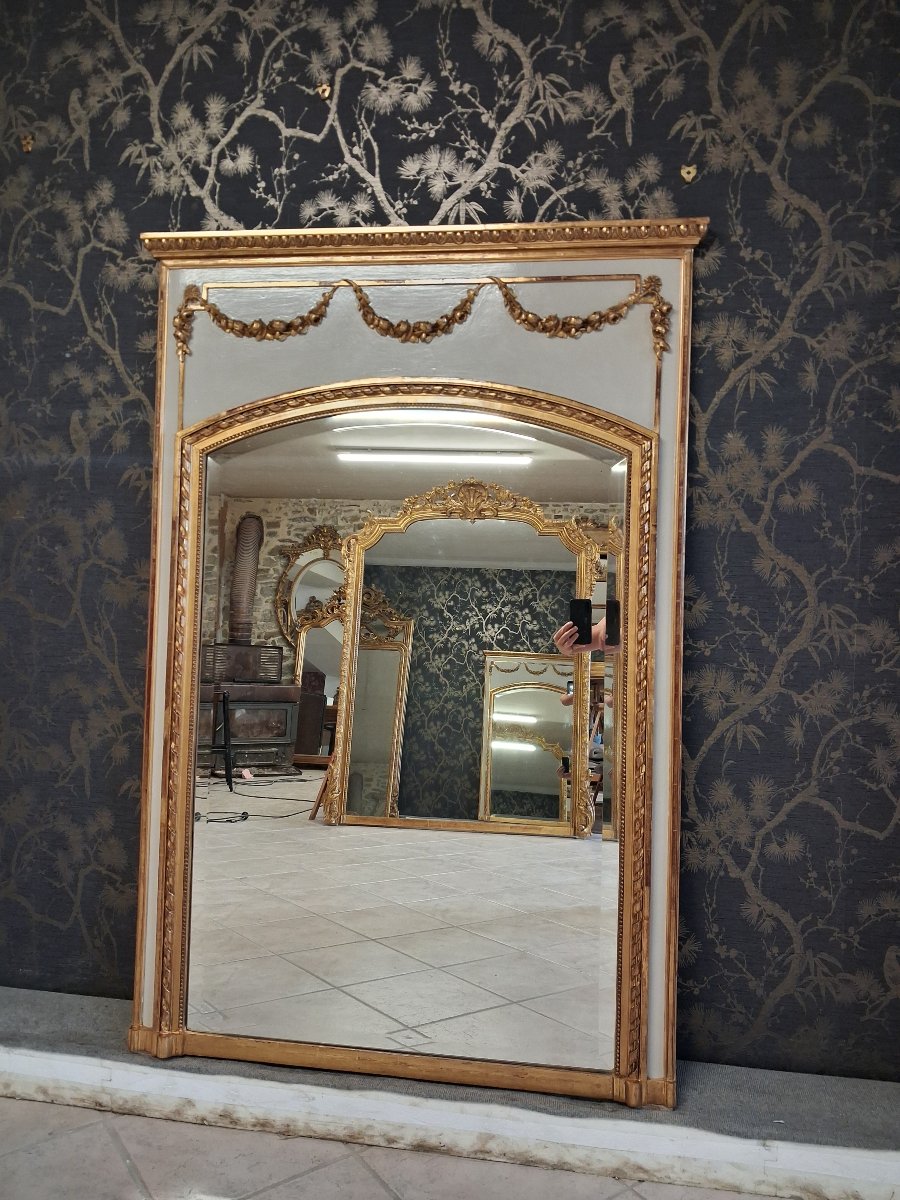 19th-century Mirror/trumeau, 155 X 102/106-photo-4
