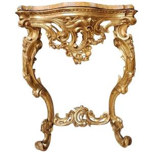 Louis XV Gilded Wood 2-leg Console Table 