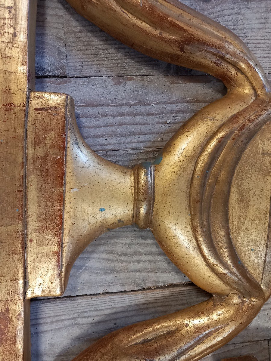 Pair Of Ornaments In Golden Wood-photo-1