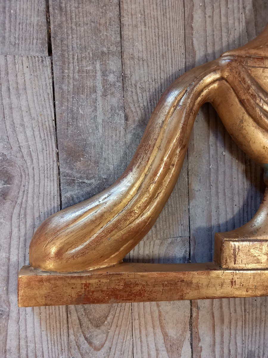 Pair Of Ornaments In Golden Wood-photo-3