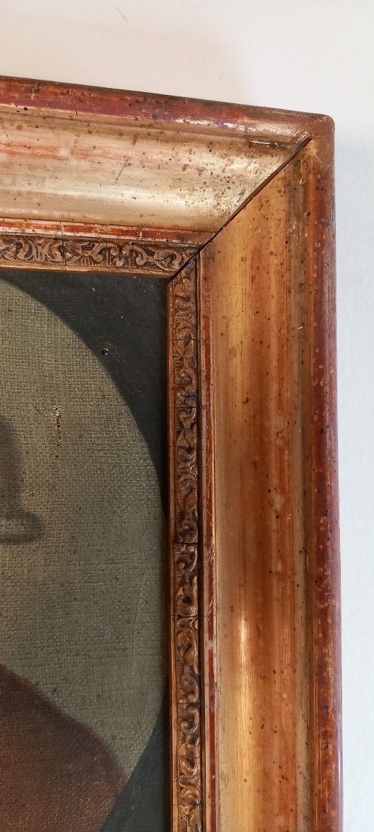 Small Frame 19th Portrait Oil On Canvas-photo-2