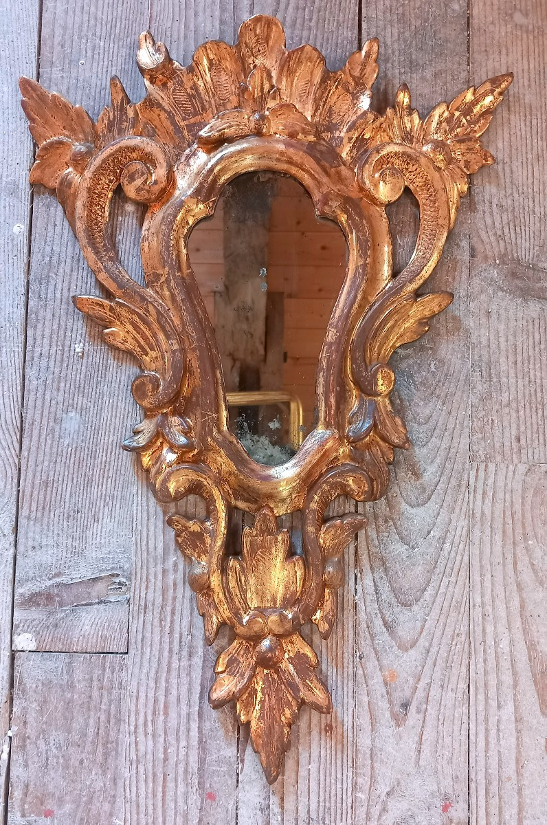 petit miroir violonné doré à la feuille