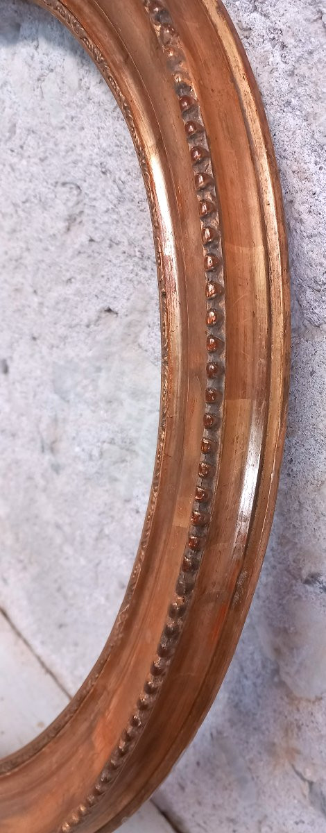 19th Century Oval Frame In Gilded Wood-photo-3