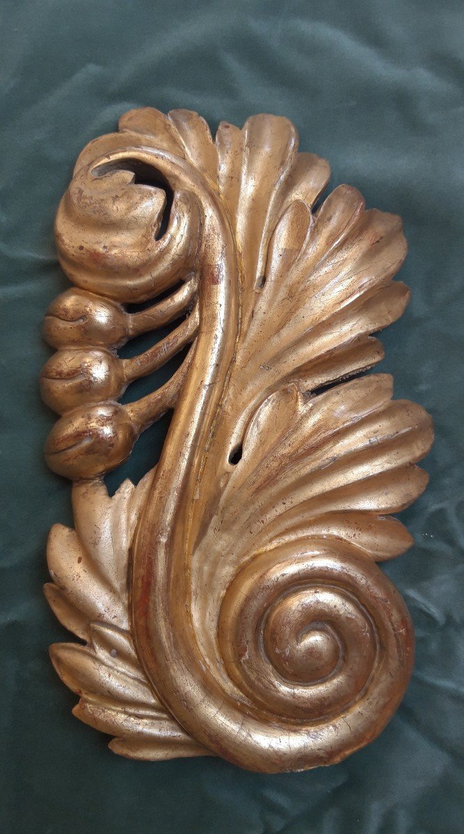 Pair Of Golden Wood Ornaments-photo-4