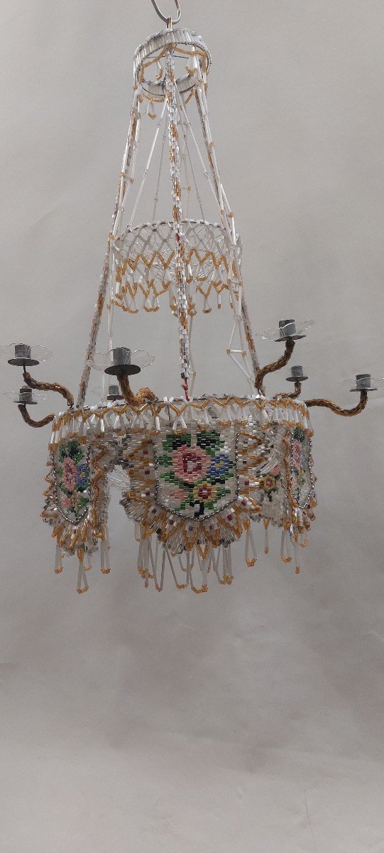 Glass Bead Chandelier, Germany, 19 Th C-photo-6