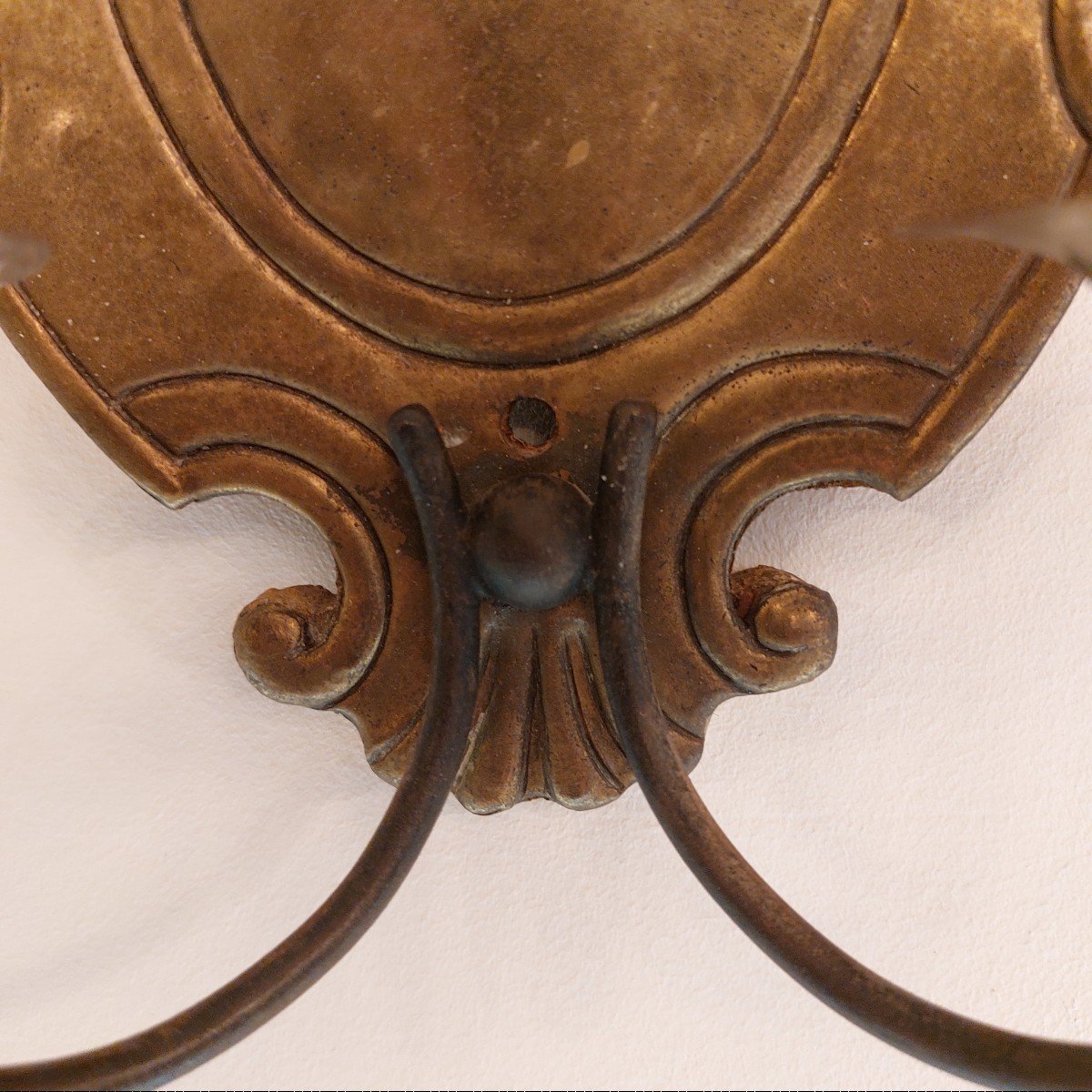 Couple Of Wall Lamp In Bronze And Hammered Metal-photo-3