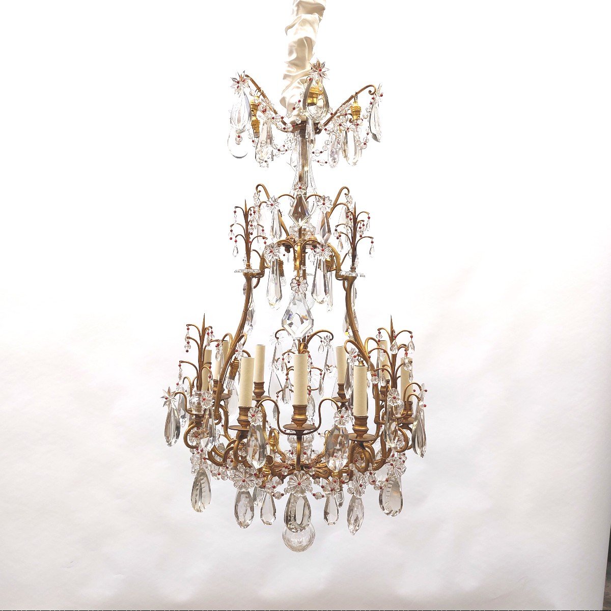 Lustre Cage Style Louis XV, En Bronze Et Cristal-photo-2