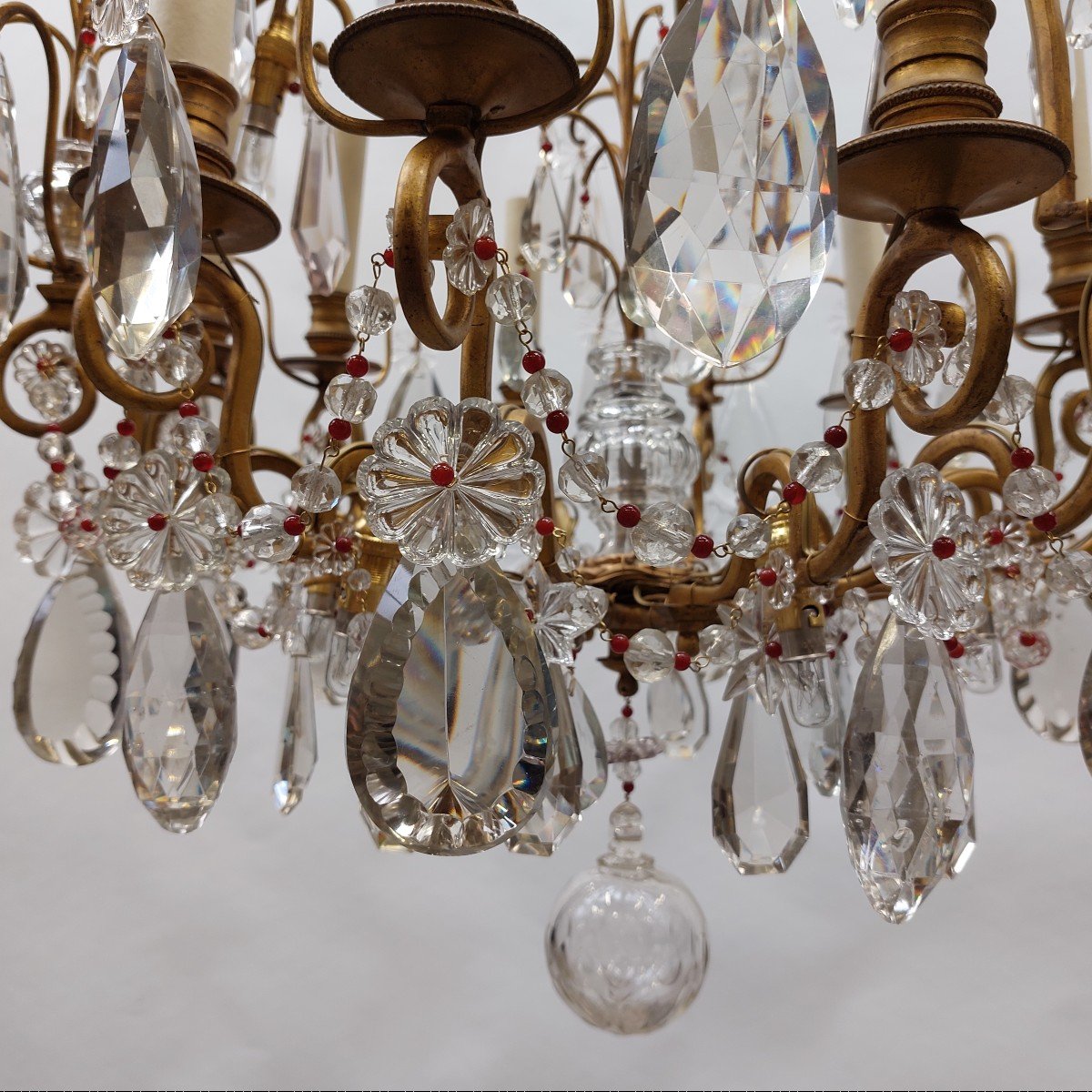 Lustre Cage Style Louis XV, En Bronze Et Cristal-photo-3